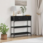 Industrieller Konsole-Tisch Schwarz Eichen-Optik Holzwerkstoff & Stahl - Wohnzimmer & Flure Model863521