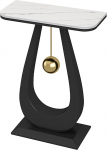 Luxuri&ouml;ser schwarzer Akzenttisch, 40,6 cm, gesinterter Stein, Konsole f&uuml;r schmalen Eingangsbereich, Metallsockel, Sofatisch, stilvolle Flur- und Wohnzimmerm&ouml;bel, moderne Schlafzimmerdekoration