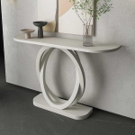 Konsolentisch f&uuml;r Eingangsbereich, schmaler hinter Sofatisch mit geometrischem Metallrahmen, ideal f&uuml;r Flur und Wohnzimmer