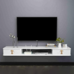 Generisch Konsolentische f&uuml;r Flur und Wohnzimmer, schmale Beistelltische aus Glas, schwebender TV-St&auml;nder - Wandmontierte Medienkonsole mit Hochglanzfinish f&uuml;r Unterhaltungselektronik im Wohnzimmer