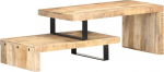 Massivholz Couchtisch-Set aus Mango - Klassisches 2-TLG. Couchtisch-Set f&uuml;r Wohnzimmer mit Eisenbeinen und Ablage - Verstellbarer mit Zwei Tischen