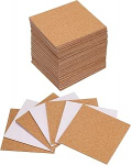 QUARKZMAN 50 isekleepuva korgist rannalaualehe pakk, 95 x 95 x 1,5 mm, korgist matid, korgiplaadid, korgist alusplaadid, miniseina korgiplaat rannalauale ja DIY k&auml;sit&ouml;&ouml;le, ruudukujuline.