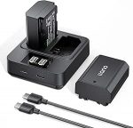 llano NP-FZ100 aku ja 20W kiirlaadija komplekt: 2 pakki ehtsaid 2400mAh akusid Sony A7III, A7IV, A6700, FX3, FX30, A9, A7C, A7CII, A7RV, A7RIII, A6600, ZV-E1, ZV-E10II, A1 ja FX2 CamerCamer jaoks.