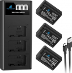 Homesuit NP-FW50 aku 1300mAh ja LCD-laadija komplekt Sony Alpha A6000 A6300 A6400 A6500 ZV-E10 7RM2 A7SM2 A7M2 A7II A7RII A7SII A55 A5000 A5100 A300 00 00 RX0 II III IV NEX-3/5/6/7 NEX-F3 (3 tk)