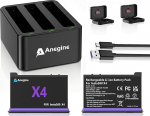 Insta 360 X4 aku 2500 mAh ja 3-kanaliline LED USB-laadija, mis &uuml;hildub Insta360 X4 aktsioonikaamera tarvikutega SD-m&auml;lukaardi pesaga (2 tk)
