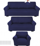 Peryiter diivan m&ouml;&ouml;bel Slipcover Set diivan Loveseat diivan tugitool kuju Fit Stretch kortsukarva m&ouml;&ouml;bli kaitsja (merev&auml;e sinine, Milk Silk Spandex)