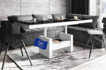 HLU-111 Disaineri kohvilaud High Gloss White High Gloss Sahtli k&otilde;rgusreguleeritav pikendatav laud