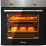 Karinear sisseehitatud ahju 60 cm, 65 L sisseehitatud ahju 60 x 60 cm, 4 programmiga, 50-250 &deg;C, roostevabast terasest plaadiga, sisseehitatud ahju pistikuga, 2200 W