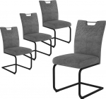 JIEXI Cantilever s&ouml;&ouml;gitoa toolid, komplekt 4 - kiiktoolid kangakattega, tikitud seljatoega ja metallraamiga, k&ouml;&ouml;gitool / s&ouml;&ouml;gitool, kaasaegne, mugav ja stabiilne (4 halli tooli - B)