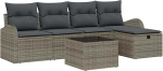 Rantry 6-teiliges Garten Sofa Set mit Kissen Grau Poly Rattan, 2-Sitzer Garten Sofa mit Stauraum & Kissen Grau Poly Rattan Gartenlounge Model3360400