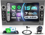 VECHTEL 4G + 64G autoraadio Android 15 Raud Hall Opel Corsa C/D Zafira B Astra H Meriva Vivaro Signum Combo, 7-tolline IPS puuteekraan koos Carplay Android Auto GPS Wi-Fi USB/Type-C Bluetooth FM RDSiga