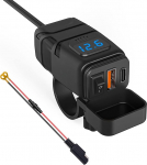 12 V USB-pesa autolaadija koos l&uuml;litiga, auto USB-laadija auto QC3.0 PD t&uuml;&uuml;p C koos l&uuml;litiga, autolaadija USB C veekindel autoelamu, mootorratta, paadi, jahi jaoks (sinine)