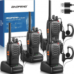 Professionaalsed t&auml;iskasvanute Walkie Talkie'd, millel on v&auml;ga suur vahemaa, laetav aku, 16 kanalit, USB-laadija ja VOX-k&otilde;rvaklapid (must, 4 pakki).