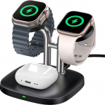 SwanScout Double Watch laadimisjaam Apple Watch 11-le, SwanScout 704A, 5W kiirlaadimisjaam, mis &uuml;hildub Apple Watch Ultra 3/10/9/SE 3, Airpods Pro traadita laadimisjaam (ilma adapterita)