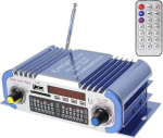 DollaTek 2 kanaliga Hi-Fi Mini Digital Motorcycle Car Stereo Power Amplifier Sound Mode Audio Music Player Support USB/FM/SD for Car Motorcycle Car CD DVD DC 12V Input - Blue