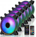 EZDIY-FAB Moonlight RGB korpuseventilaator 120 mm ventilaatoripesa X ja kaugjuhtimispuldiga, emaplaadi Aura s&uuml;nkroonimine, kiiruse reguleerimine, ARGB arvutiventilaator arvutikarbi jaoks - 6 paketti