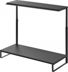 Yamazaki 1303 2-tasandiline monitoride statiiv, must, teras/silikoon/pol&uuml;prop&uuml;leen, minimalistlik 59 x 27,5 x 38-65 cm (pikkus x laius x k&otilde;rgus)