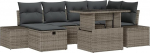 Rantry 7-teiliges Garten-Sofa-Set mit Kissen Grau Poly Rattan Gartenlounge Model3359876