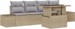 Rantry 5-teiliges Garten-Sofa-Set mit Kissen - Beiges Poly-Rattan Gartenlounge Model3349086