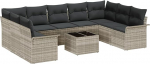10-teiliges Garten Sofaset mit Kissen Grau Poly Rattan Gartenlounge Model3345532