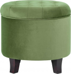 HomePop Velvet Storage Ottoman with Lid Footstool Storage Box Ottoman with Storage Space for Living Room and Bedroom Decorative Home Furniture, Green