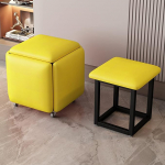 YXZN 5 in 1 Nesting Stool Footrest Stool Cube Footrest Seat Stackable Stool Footstool with Wheels for Bedroom Dorm Living Room