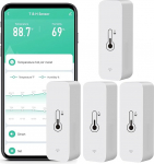 SENCKIT WiFi &otilde;huniiskuse ja temperatuuri monitor, intelligentne h&uuml;gromeeter-termomeeter kaugseireks ja h&auml;ireks, k&otilde;rge t&auml;psusega siseruumide termomeeter koos TUYA rakendusega, &uuml;hildub Alexaga (4 tk)