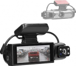 Mitmekeelne autovideoregister kahe objektiiviga, autokaamera, autokaamera, &ouml;&ouml;n&auml;gemine, liikumistuvastus, DVR, 170-kraadine laia nurgaga autokaamera