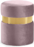 Meridian Furniture Hailey Collection 36.8 x 36.8 x 44.5 cm Modern Velvet Ottoman with Stainless Steel Band, Pink