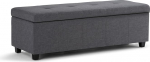 Simpli Home 3AXCOT-241-GL Castleford Large Storage Ottoman Bench, Fabric, Slate Grey, 121.92 x 44.96 x 40.89 cm