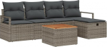 6-teiliges Garten-Sofaset mit Kissen Grau Poly-Rattan Gartenlounge Model3359531