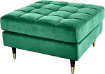 Riess Ambiente Cosy Velvet disainertool 80 cm Emerald Green Gold Velvet Metal Feet Footstool Jalahooldus Stool Stool Dressing Stool Diivan Stool Upholstered Stool