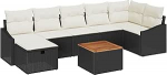 Rantry 8-teiliges Garten Sofa Set mit Kissen in Schwarz aus Poly Rattan Gartenlounge Model3359572