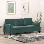 3-kohaline diivan dekoratiivsete pehmendustega diivan Diivan Lounge diivan Polsterdatud diivan Relax diivan K&uuml;lalisdiivan Topelt diivan elutuppa magamistuppa k&uuml;lalistetuppa Tumeroheline 180 cm Velvet