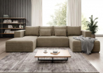 Nurgadiivan Beežid triibud Corduroy U-kujuline - 324 x 73 x 161 cm - Diivanvoodi voodikastiga ja magamisfunktsiooniga - nurgadiivan hoiuruumiga - Kangas Corduroy POSO 02