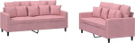 Tomostar Diivan-set f&uuml;r Wohnzimmer, 3-Sitzer und 2-Sitzer, 2-teilig, mit Kissen, Rosa, Samt