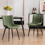 YOUTASTE S&ouml;&ouml;gitoolide komplekt, 2 tooli, s&ouml;&ouml;gitoa toolid, kunstnahast, seljatoega k&ouml;&ouml;gitoolid, mugavad polsterdatud toolid s&ouml;&ouml;gituppa, k&ouml;&ouml;ki, elutuppa, oliivroheline