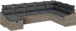 Rantry 8-teiliges Garten Sofa Set mit Kissen Grau Poly Rattan Gartenlounge Model3360660