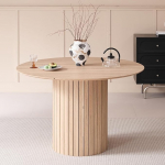 EGOONM &Uuml;mmargune s&ouml;&ouml;gilaud silindrilise alusega; k&ouml;&ouml;gilaud puidust liistude alusega, elutoa laud k&ouml;&ouml;ki, s&ouml;&ouml;gituppa, r&otilde;dule, kontorisse ja kohvikusse, 120 x 120 x 76 cm (naturaalne)