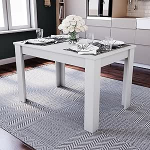 Vida Designs Medina 4-kohaline MDF puidust ristk&uuml;likukujuline s&ouml;&ouml;gilaud Modernne k&ouml;&ouml;gi s&ouml;&ouml;gilaud Valge