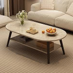 Ovaalne kohvilaud koos panipaigaga Minimalistlik 2-tasandiline disain elutuba Hall 100x50cm Stiilne k&uuml;ljelaud magamistoas Lounge kaasaegne kodukujundus