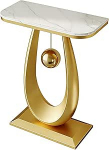 LUNAIZHUO Konsolentisch Schmal, Moderner Kleiner Konsolentisch, Steinplatte + Metallgestell, Deko M&ouml;bel f&uuml;r Wohnzimmer, Eingangsbereich, Flur und B&uuml;ro(Gold,40cm/16in)