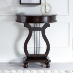 Kitsas konsoollaud, koridoririiul, kitsas, poolkuu kujuline telefonilaud, &otilde;huke koos sahtliga elutuppa, magamistuppa, esikusse ja koridorisse (pruun)