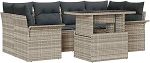 7-teiliges Garten Sofa Set mit Kissen in Hellgrau Poly Rattan, 2-Sitzer Garten Sofa mit Stauraum & Kissen in Hellgrau Poly Rattan Gartenlounge Model3356955