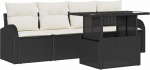 5-teiliges Garten Sofa Set mit Kissen Schwarz Poly Rattan Gartenlounge Model3348543