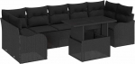 Gartensofa-Set mit Kissen 8 tk Schwarz Poly-Rattan Gartenm&ouml;bel Model3348419