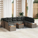 Gartensofa-Set mit Kissen mit Speicher 5 tk Grau Polyrattan Gartenm&ouml;bel Model3356839