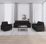 3-TLG. Sofagarnitur mit Kissen Diivan Wohnzimmer Sitzgruppe Wohnzimmer Diivan Set Sofas F&uuml;R Wohnzimmer Schwarz Stoff - 3201432