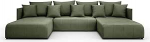 Lookway Modern Apollo U nurgadiivan magamisfunktsiooniga ja voodikastiga - suur U-kujuline diivan 150 x 290 cm, laius 348 cm, elegantne diivanvoodi hoiuruumiga ja k&otilde;rge istmemugavusega (roheline - Castel 39)