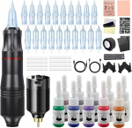 Biomaser Tattoo Machine Set Wireless Tattoo Machine 1500 mAh aku Rotary Tattoo Pen koos 20 t&uuml;kki Tattoo n&otilde;el 10 pudelit Tattoo tindi Tattoo algajatele ja kunstnikele